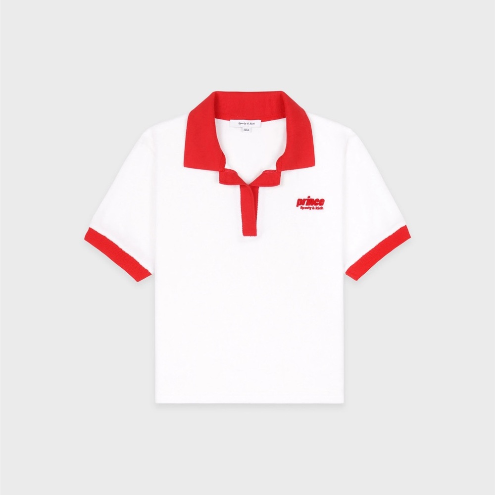 Sporty & Rich White and Red Polo Shirt